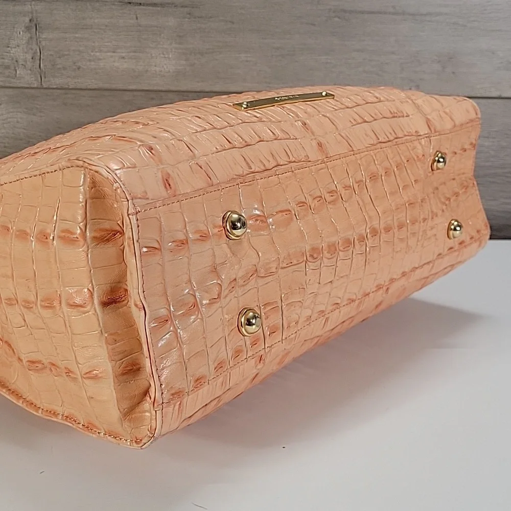 Brahmin Croc-Embossed Leather Tote Bag in Peach